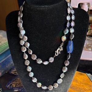 Freshwater Baroque pearls w/ Blue Chalcedony